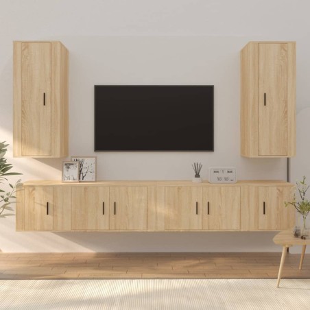 vidaXL Set de muebles para TV 6 pzas madera contrachapada roble sonoma