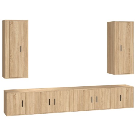 vidaXL Set de muebles para TV 6 pzas madera contrachapada roble sonoma