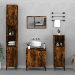 vidaXL Set de muebles baño 3 pzas madera contrachapada roble ahumado