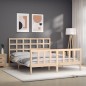 vidaXL Estructura de cama de matrimonio con cabecero madera maciza vidaXL Estructura de cama de matrimonio con cabecero madera maciza
