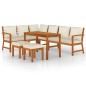 vidaXL Juego comedor jardín y cojines 7 piezas madera maciza acacia
