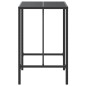 vidaXL Mesa alta bar ratán PE y superficie vidrio negro 70x70x110 cm