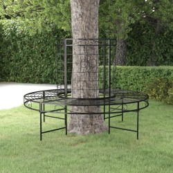 vidaXL Banco de jardín redondo de acero negro Ø137 cm