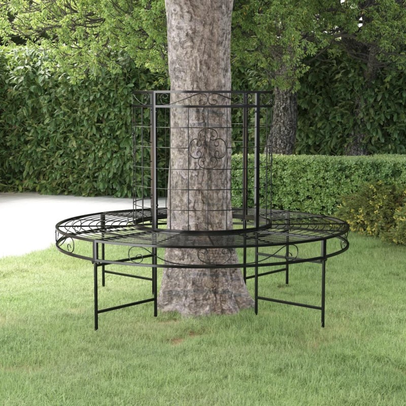 vidaXL Banco de jardín redondo de acero negro Ø137 cm vidaXL Banco de jardín redondo de acero negro Ø137 cm