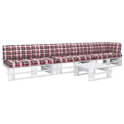 vidaXL Muebles de palés 4 pzas y cojines madera pino impregnada blanco