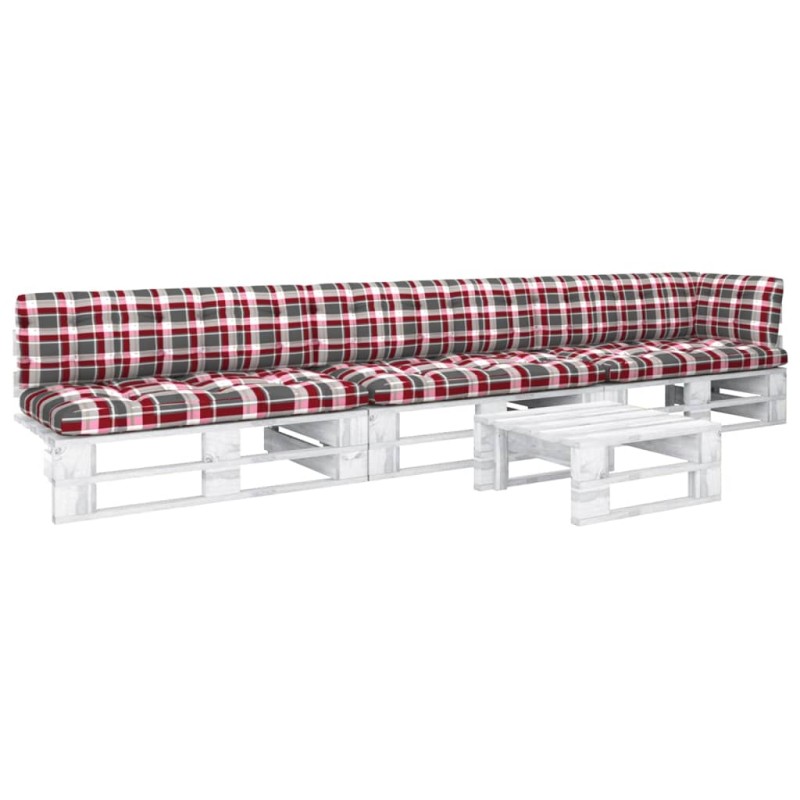 vidaXL Muebles de palés 4 pzas y cojines madera pino impregnada blanco vidaXL Muebles de palés 4 pzas y cojines madera pino impregnada blanco