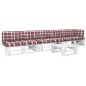 vidaXL Muebles de palés 4 pzas y cojines madera pino impregnada blanco vidaXL Muebles de palés 4 pzas y cojines madera pino impregnada blanco
