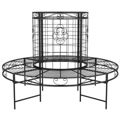 vidaXL Banco de jardín redondo de acero negro Ø137 cm