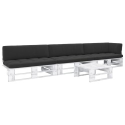 vidaXL Muebles de palés 4 pzas y cojines madera pino impregnada blanco