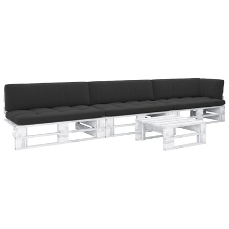 vidaXL Muebles de palés 4 pzas y cojines madera pino impregnada blanco