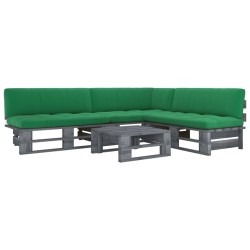 vidaXL Muebles de palets 4 pzas y cojines madera pino impregnada gris