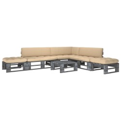 vidaXL Muebles de palets 6 pzas y cojines madera pino impregnada gris