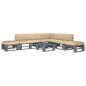 vidaXL Muebles de palets 6 pzas y cojines madera pino impregnada gris vidaXL Muebles de palets 6 pzas y cojines madera pino impregnada gris
