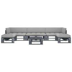 vidaXL Muebles de palets 6 pzas y cojines madera pino impregnada gris