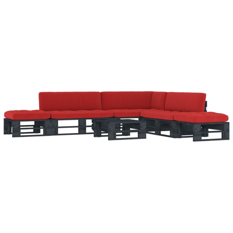 vidaXL Muebles de palés 6 pzas y cojines madera pino impregnada negro vidaXL Muebles de palés 6 pzas y cojines madera pino impregnada negro