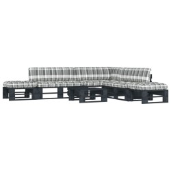 vidaXL Muebles de palés 6 pzas y cojines madera pino impregnada negro