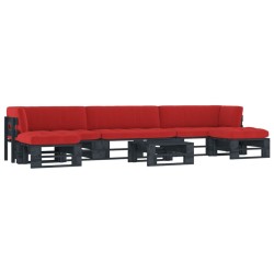 vidaXL Muebles de palés 6 pzas y cojines madera pino impregnada negro