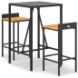 vidaXL Mesa bar y taburetes jardín 3 pzas madera acacia ratán PE negro vidaXL Mesa bar y taburetes jardín 3 pzas madera acacia ratán PE negro