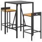 vidaXL Mesa bar y taburetes jardín 3 pzas madera acacia ratán PE negro vidaXL Mesa bar y taburetes jardín 3 pzas madera acacia ratán PE negro