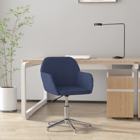 vidaXL Silla de oficina giratoria de tela azul