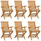 vidaXL Sillas de jardín 6 uds madera maciza de teca con cojines beige vidaXL Sillas de jardín 6 uds madera maciza de teca con cojines beige