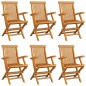 vidaXL Sillas de jardín 6 uds madera maciza de teca con cojines beige vidaXL Sillas de jardín 6 uds madera maciza de teca con cojines beige