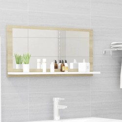 vidaXL Espejo de baño madera contrachapada blanco roble 80x10,5x37 cm