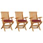 vidaXL Sillas de jardín 3 uds madera teca con cojines rojo tinto vidaXL Sillas de jardín 3 uds madera teca con cojines rojo tinto