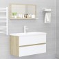 vidaXL Espejo de baño madera contrachapada blanco roble 80x10,5x37 cm vidaXL Espejo de baño madera contrachapada blanco roble 80x10,5x37 cm