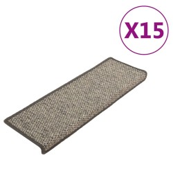 vidaXL Alfombrilla autoadhesiva escalera 15 uds gris y beige 65x21x4cm