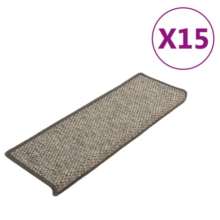 vidaXL Alfombrilla autoadhesiva escalera 15 uds gris y beige 65x21x4cm