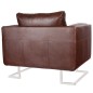 vidaXL Sillón con patas cromadas y cuero artificial marrón vidaXL Sillón con patas cromadas y cuero artificial marrón