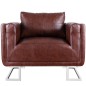 vidaXL Sillón con patas cromadas y cuero artificial marrón vidaXL Sillón con patas cromadas y cuero artificial marrón