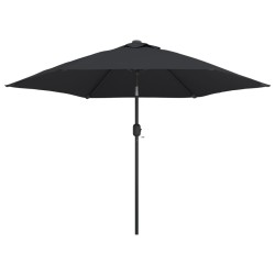 vidaXL Sombrilla de jardín con luces LED palo de acero negro 300 cm