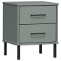 vidaXL Mesita de noche patas de metal madera maciza pino gris OSLO vidaXL Mesita de noche patas de metal madera maciza pino gris OSLO