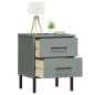 vidaXL Mesita de noche patas de metal madera maciza pino gris OSLO vidaXL Mesita de noche patas de metal madera maciza pino gris OSLO