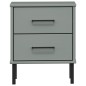 vidaXL Mesita de noche patas de metal madera maciza pino gris OSLO vidaXL Mesita de noche patas de metal madera maciza pino gris OSLO