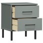 vidaXL Mesita de noche patas de metal madera maciza pino gris OSLO vidaXL Mesita de noche patas de metal madera maciza pino gris OSLO