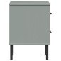 vidaXL Mesita de noche patas de metal madera maciza pino gris OSLO vidaXL Mesita de noche patas de metal madera maciza pino gris OSLO