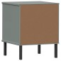 vidaXL Mesita de noche patas de metal madera maciza pino gris OSLO vidaXL Mesita de noche patas de metal madera maciza pino gris OSLO