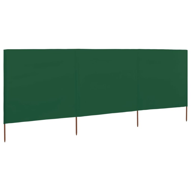 vidaXL Paravientos de playa de 3 paneles de tela 400x120 cm verde vidaXL Paravientos de playa de 3 paneles de tela 400x120 cm verde