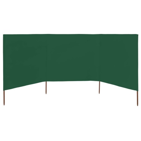 vidaXL Paravientos de playa de 3 paneles de tela 400x120 cm verde