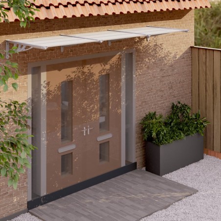 vidaXL Marquesina puerta policarbonato gris y transparente 358,5x90cm