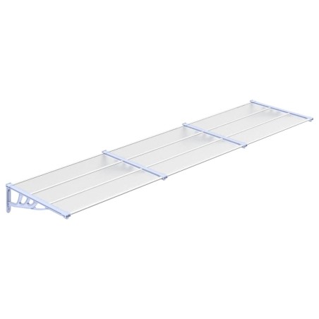 vidaXL Marquesina puerta policarbonato gris y transparente 358,5x90cm