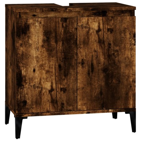 vidaXL Armario de lavabo madera contrachapada roble ahumado 58x33x60cm