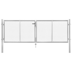 vidaXL Puerta de jardín de acero galvanizado plateado 306x125 cm