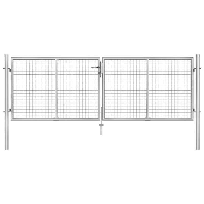 vidaXL Puerta de jardín de acero galvanizado plateado 306x125 cm vidaXL Puerta de jardín de acero galvanizado plateado 306x125 cm