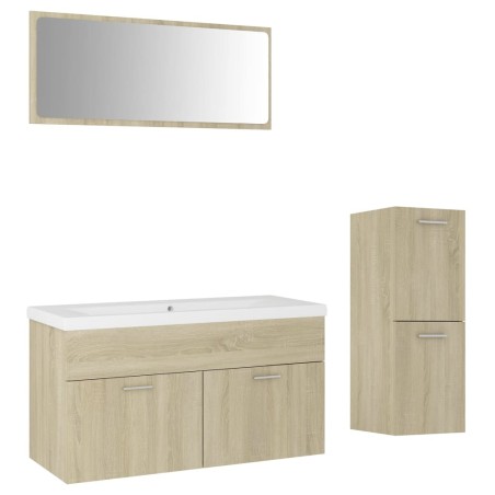 vidaXL Juego de muebles de baño madera de ingeniería roble Sonoma