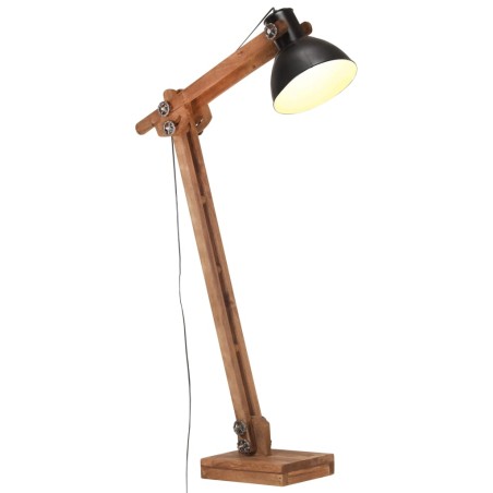 vidaXL Lámpara de pie madera maciza de mango negro E27