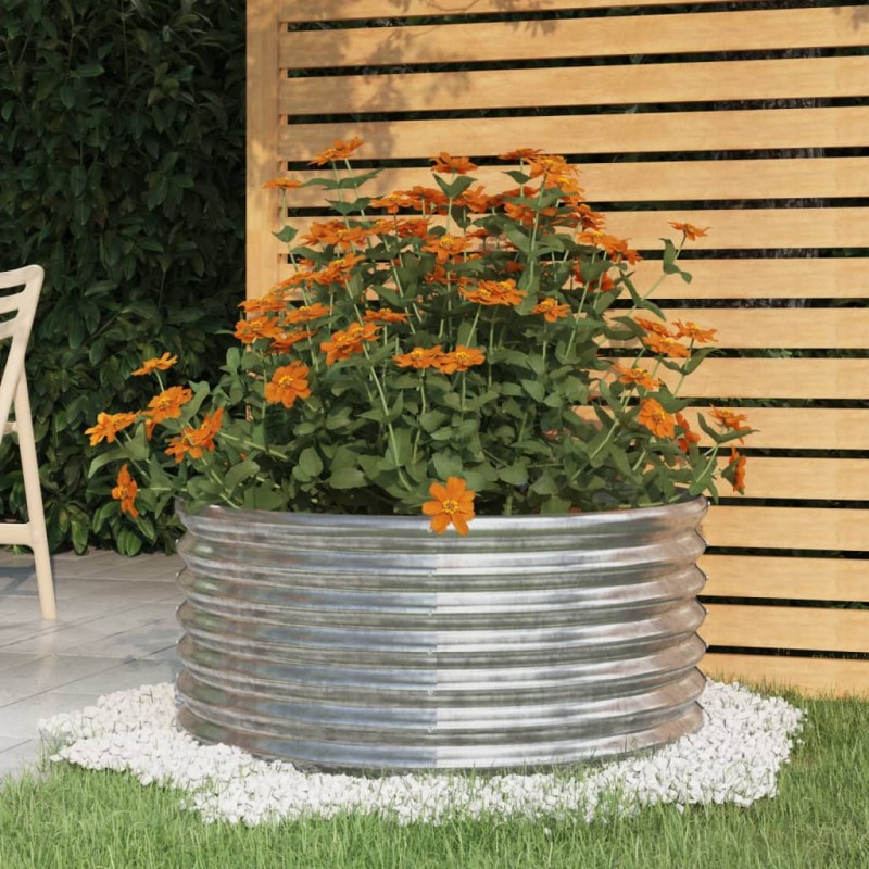 vidaXL Jardinera de acero recubrimiento en polvo 80x80x36 cm plateado vidaXL Jardinera de acero recubrimiento en polvo 80x80x36 cm plateado